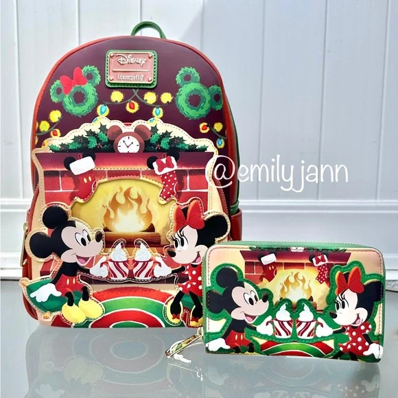 Mickey and Minnie Mouse?Fireplace Backpack Set Amazon.com | Loungefly Disney Mickey & Minnie Mouse Hot  main image 3
